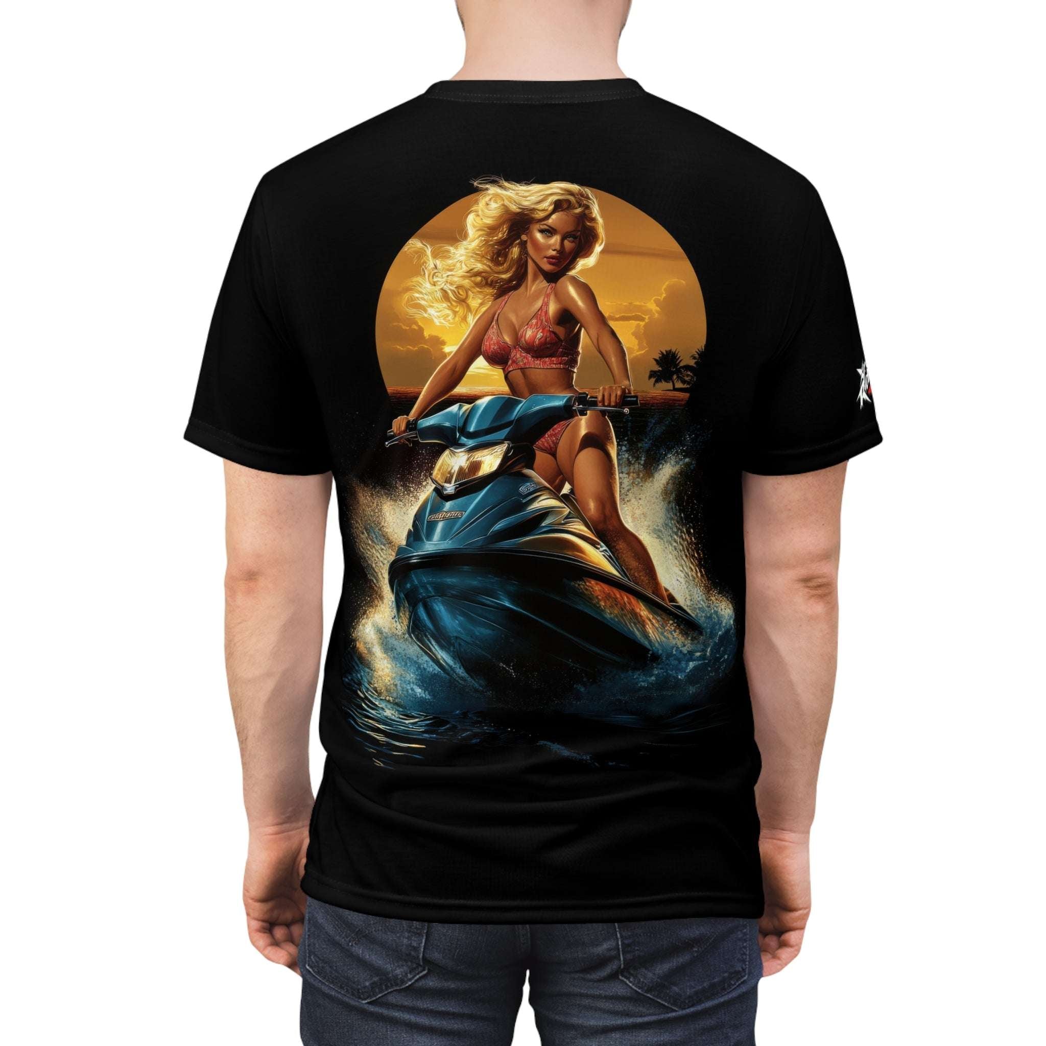 1960's Jet Ski Pin-Up Model Blonde - Watersports - Men's Tee Shirt - DC0250